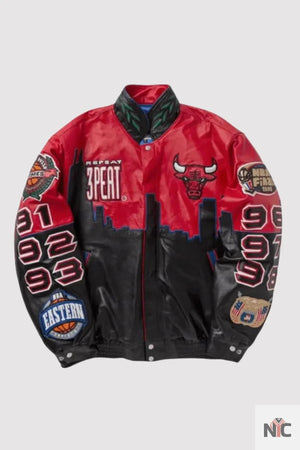 3 Peat Chicago Bulls Leather Varsity Jacket The Urban Hawk
