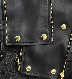 Leather Biker Jacket Women PA218090, Black Zing Apparel