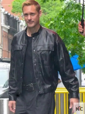 Alexander Skarsgård Murderbot Black Leather Jacket The Urban Hawk