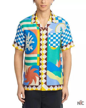 Bachelor In Paradise S10 Justin Glaze Printed Camp Shirt The Urban Hawk