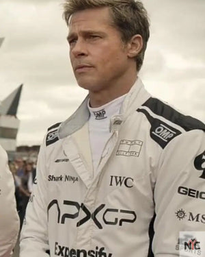 Brad Pitt F1 White And Black Racer Jacket The Urban Hawk