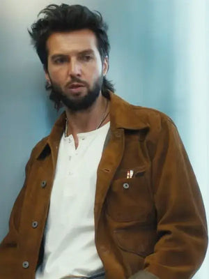Brown leather suede jacket Guy Burnet S02