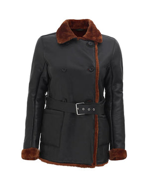 Double Breasted Shearling Jacket For Sale