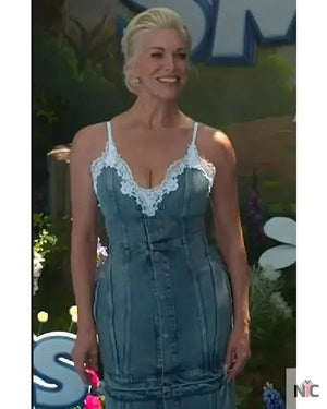 E! News Hannah Waddingham Denim Trim Dress The Urban Hawk