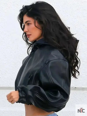 L.A Kylie Jenner Black Cropped Leather Jacket The Urban Hawk