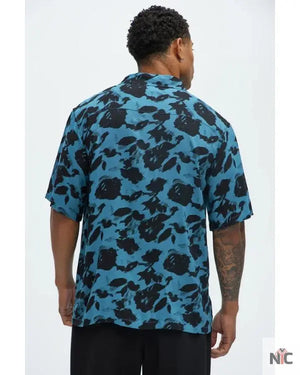 Love Island USA S07 Chris Seeley Blue Floral Shirt The Urban Hawk