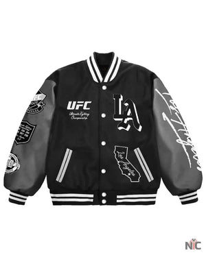 Men’s Black UFC 311 Los Angeles Full-Snap Varsity Jacket The Urban Hawk