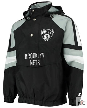 Men’s Brooklyn Nets Starter Black/Gray The Pro II Half-Zip Jacket The Urban Hawk