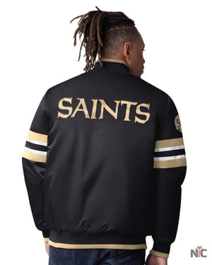 Men’s Starter Black New Orleans Saints Scout Full-Snap Varsity Jacket The Urban Hawk