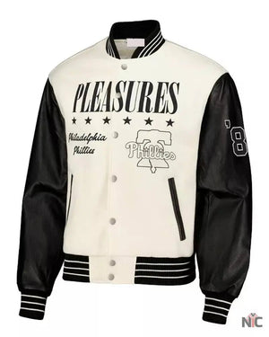 Men’s White Philadelphia Phillies Full-Snap Varsity Jacket The Urban Hawk