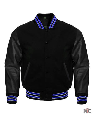 Midnight Varsity Jacket With Royal Highlights The Urban Hawk
