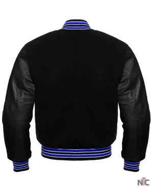 Midnight Varsity Jacket With Royal Highlights The Urban Hawk