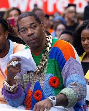 Busta Rhymes Crochet V-Neck Sweater USA Jackets