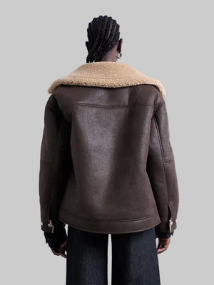 Oversized-Faux-Shearling-Leather-Aviator-Jacket-In-Chocolate