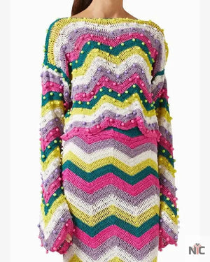 Resident Alien Jenna Lamia Studded Striped Sweater The Urban Hawk