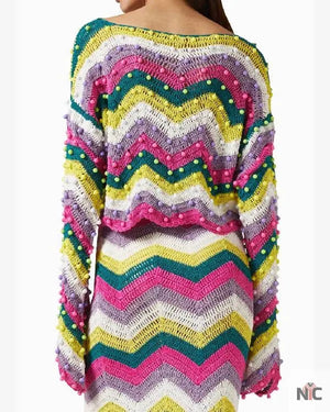 Resident Alien Jenna Lamia Studded Striped Sweater The Urban Hawk