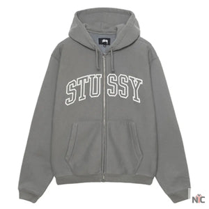 Stussy Unisex Outline Zip Hoodie Grey The Urban Hawk