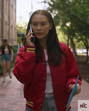 The Summer I Turned Pretty Lola Tung Red Letterman Jacket The Urban Hawk
