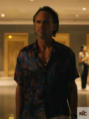 The White Lotus S3 Walton Goggins Blue Printed Shirt The Urban Hawk