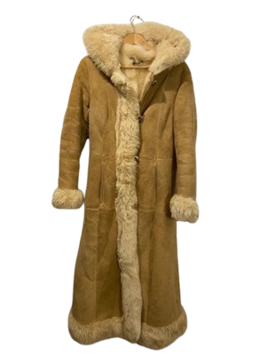 Vintage 70s Penny Lane Shearling Leather Coat For Men And Women