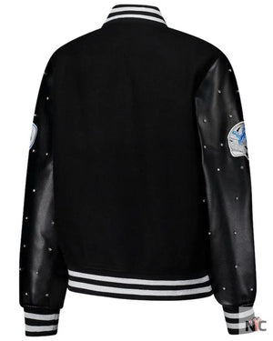Women’s The Wild Collective Black Detroit Lions Sparkle Full-Snap Varsity Jacket The Urban Hawk