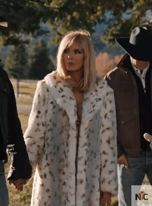 Yellowstone S04 Beth Dutton White Fur Coat The Urban Hawk
