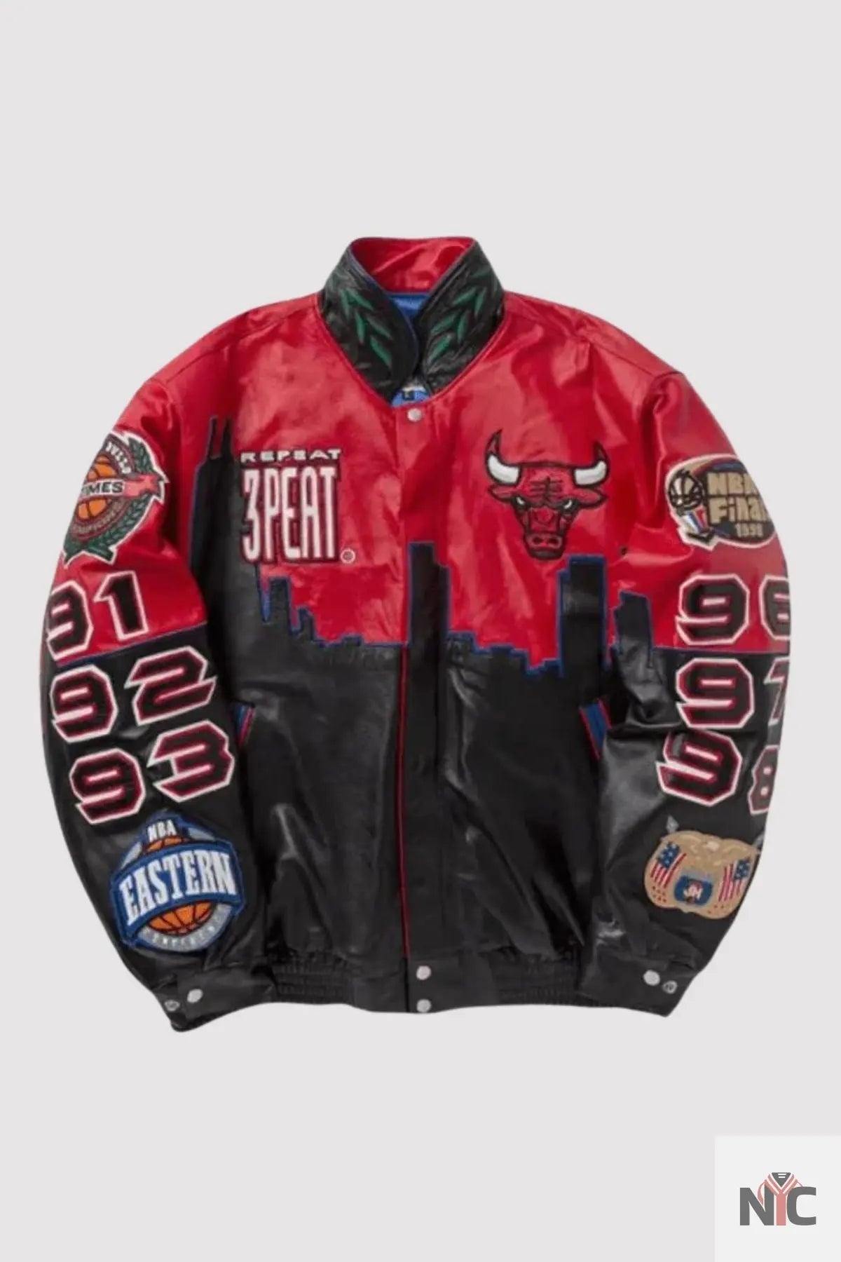 3 Peat Chicago Bulls Leather Varsity Jacket The Urban Hawk