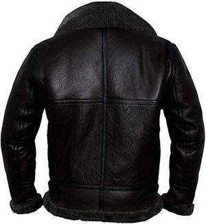 Flight Pilot Shearling Leather Jacket, Black Zing Apparel