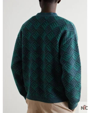 Access Hollywood Nick Offerman Green & Blue Printed Cardigan The Urban Hawk