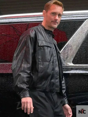 Alexander Skarsgård Murderbot Black Leather Jacket The Urban Hawk