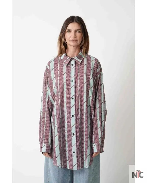 And Just Like That S03 Cynthia Nixon Brown Striped Shirt The Urban Hawk