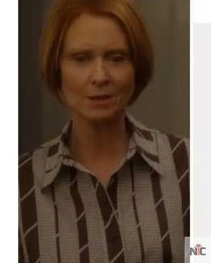 And Just Like That S03 Cynthia Nixon Brown Striped Shirt The Urban Hawk