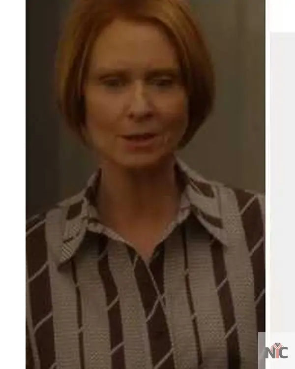 And Just Like That S03 Cynthia Nixon Brown Striped Shirt The Urban Hawk