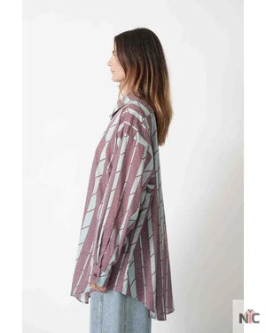 And Just Like That S03 Cynthia Nixon Brown Striped Shirt The Urban Hawk