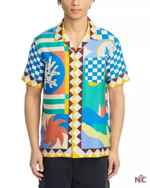 Bachelor In Paradise S10 Justin Glaze Printed Camp Shirt The Urban Hawk