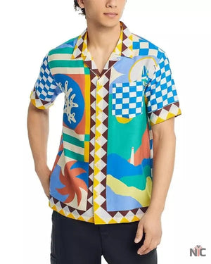 Bachelor In Paradise S10 Justin Glaze Printed Camp Shirt The Urban Hawk