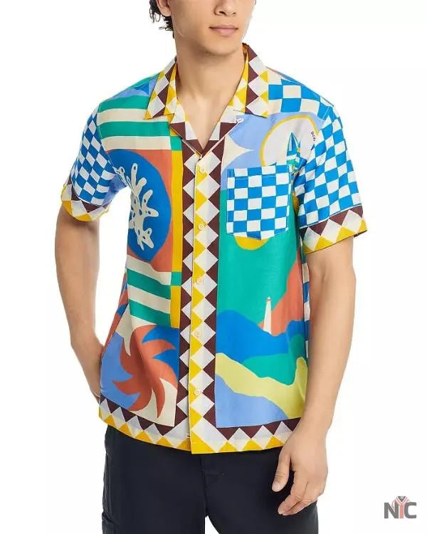 Bachelor In Paradise S10 Justin Glaze Printed Camp Shirt The Urban Hawk
