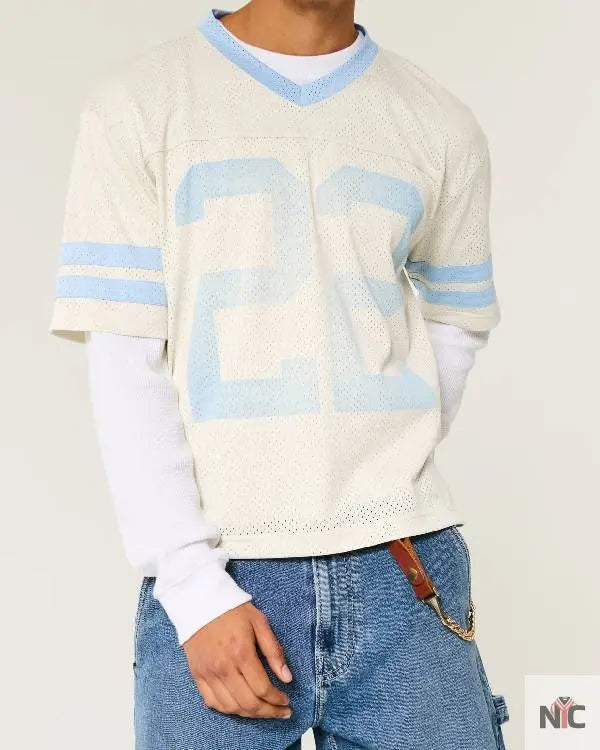 Bachelor in Paradise Justin Glaze Blue and White Jersey The Urban Hawk
