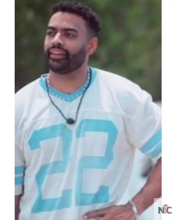 Bachelor in Paradise Justin Glaze Blue and White Jersey The Urban Hawk