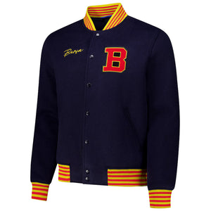 Barcelona Supporter's Full-Snap Varsity Jacket - Navy The Urban Hawk