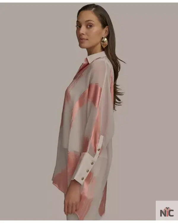 Beyond The Gates 2025 Tamara Tunie Coral Brushstroke Blouse The Urban Hawk