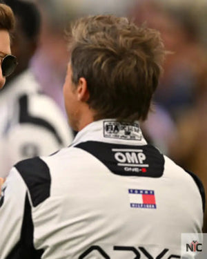 Brad Pitt F1 White And Black Racer Jacket The Urban Hawk