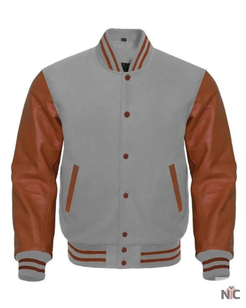 Brown & Gray Varsity Jacket The Urban Hawk