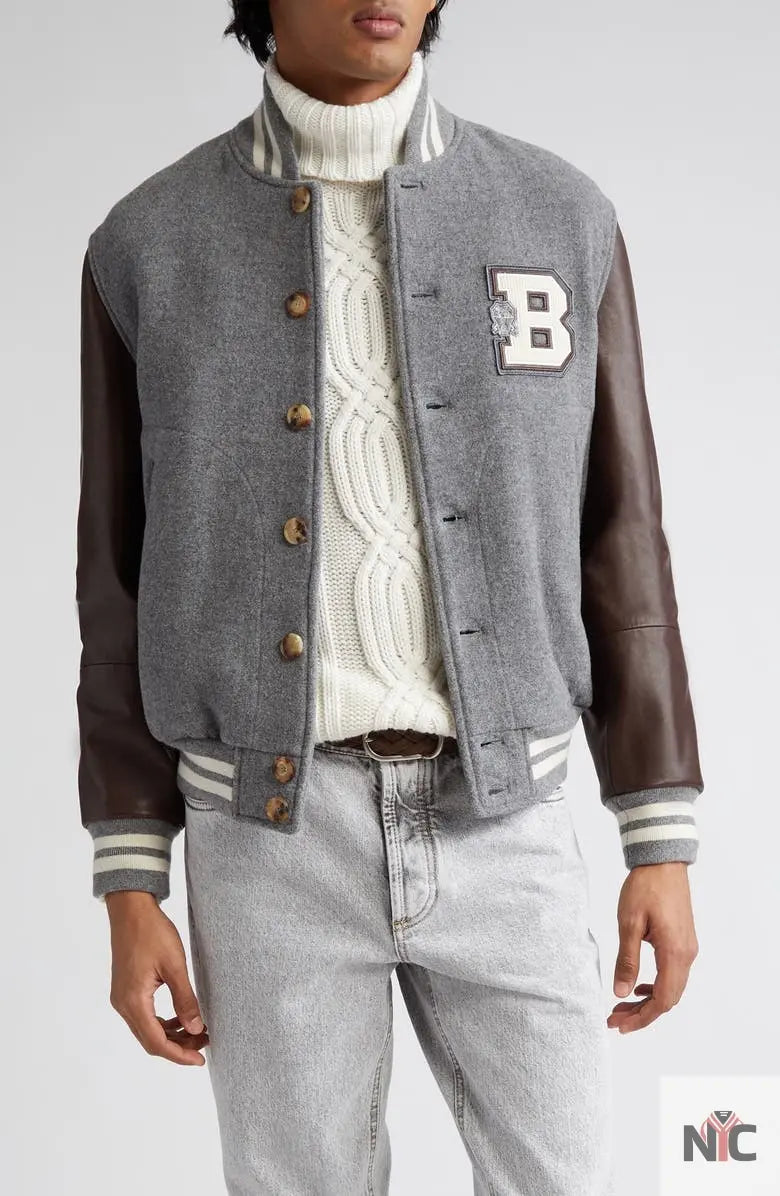 Brunello Cucinelli Wool & Leather Varsity Jacket The Urban Hawk