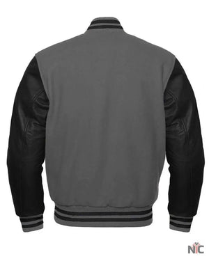 Charcoal Gray And Black Letterman Jacket The Urban Hawk