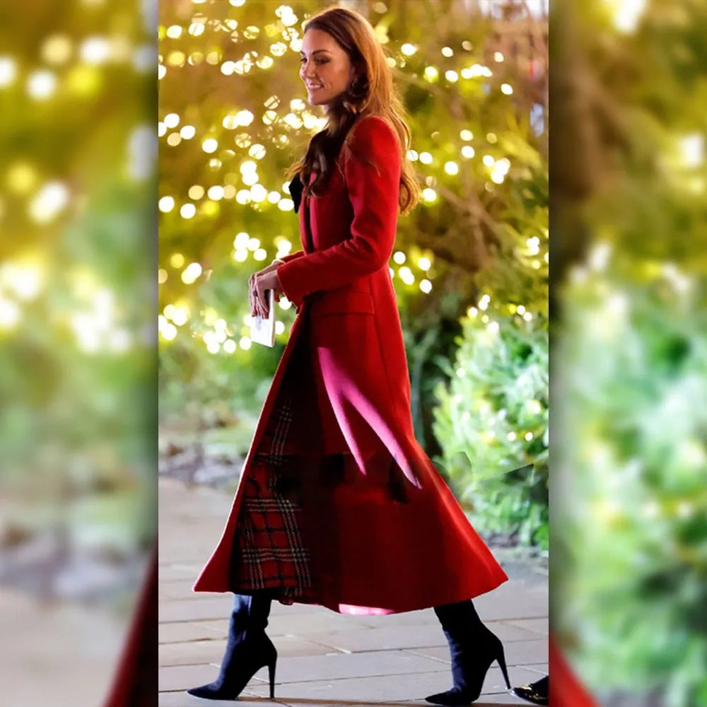 Christmas Carol Service KateMiddleton Red Coat