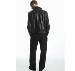 Cos-Cafe-Racer-Black-Leather-Jacket-Back