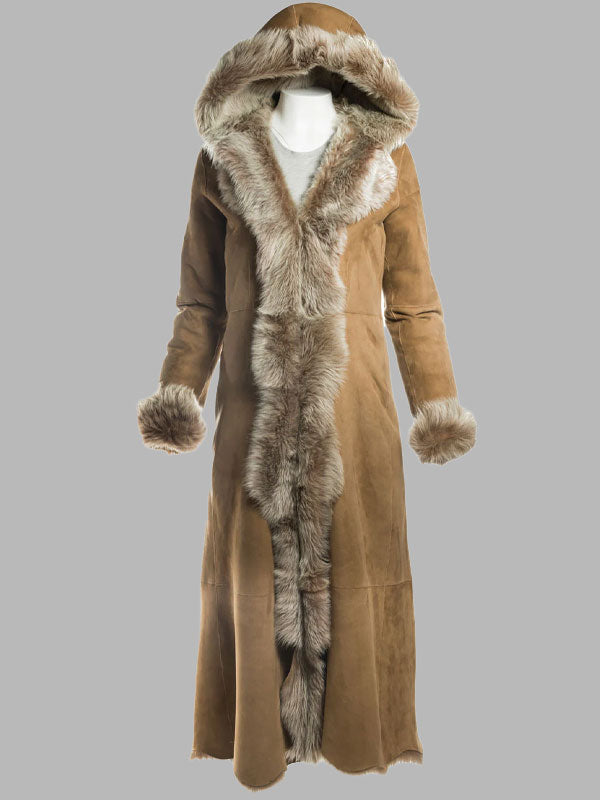 Crystal Full Length Brown Shearling Sheepskin Coat