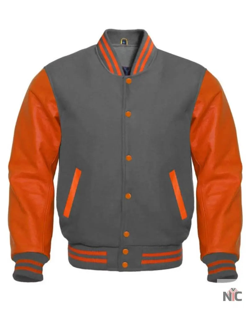 Dark Gray And Orange Varsity Jacket The Urban Hawk