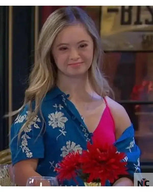 Days of our Lives Felicity Greene Blue Floral Embroidered Shirt The Urban Hawk